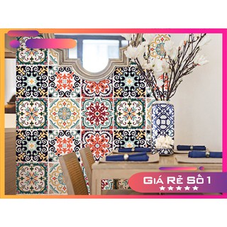 Set 50 ô Decal Gạch Bông họa tiết 20x20cm - Chất lượng số 1 - Trang trí nhà cửa, không thấm nước, lau chùi dễ dàng