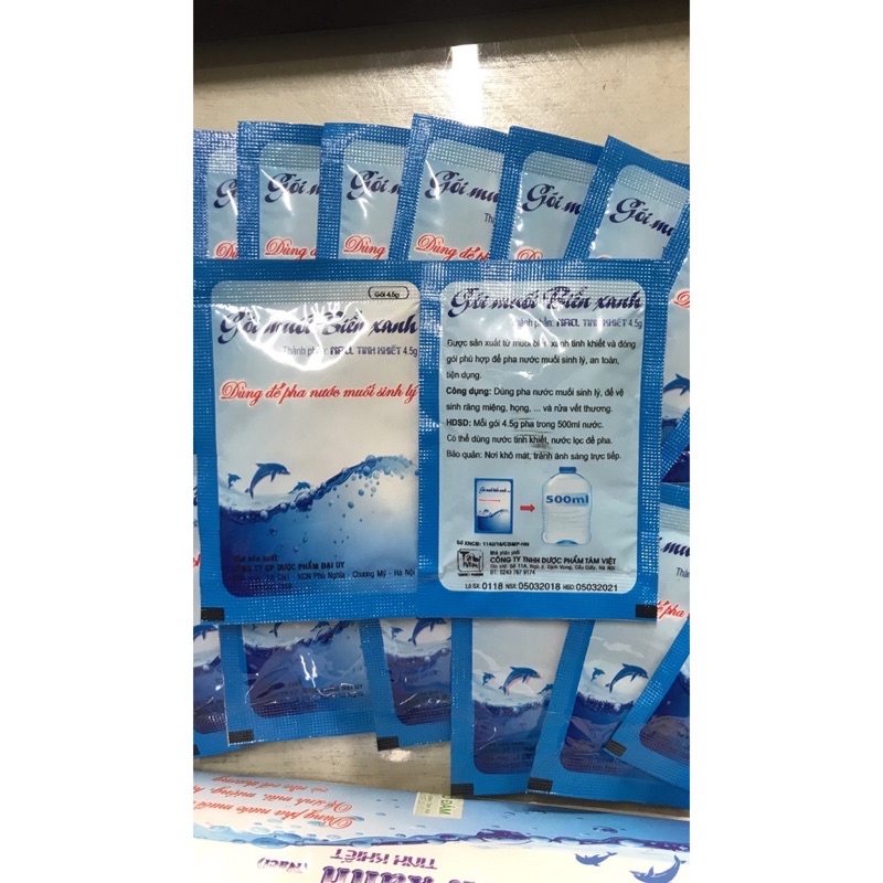 5 Gói Muối biển xanh Tâm Việt 4.5g - Vệ sinh mũi, miệng, họng, rửa vết thương, pha nước muối sinh lý