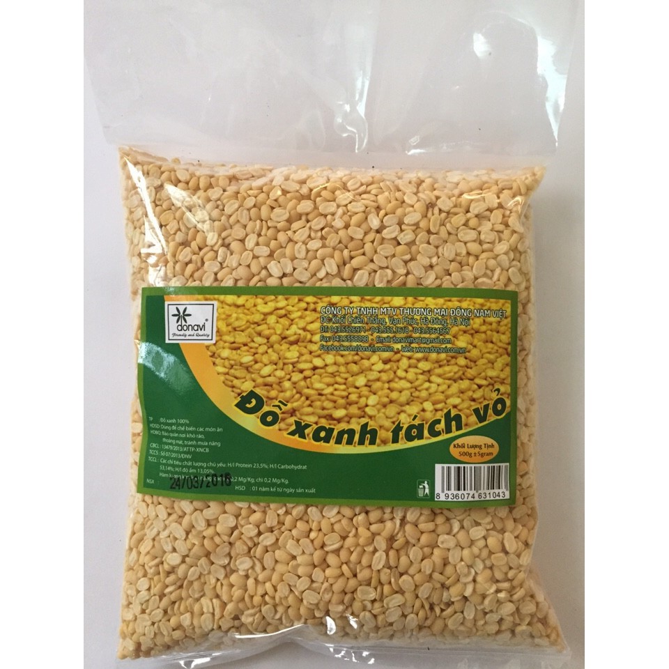 giá sỉ 500g Đỗ xanh tách vỏ quê túi nhỏ ( Hút chân không)