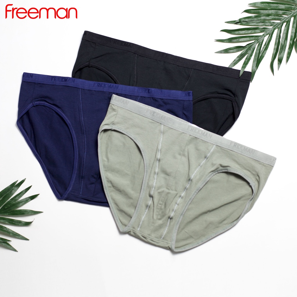 Quần lót nam Freeman chất liệu cotton thấm hút mồ hôi tốt, thun lưng bản nhỏ thoải mái [Combo 3] 6045