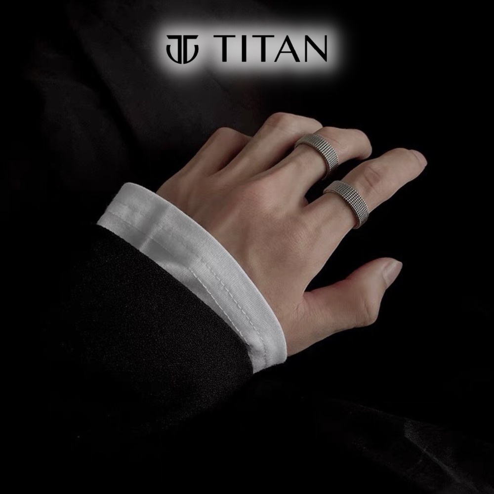 Nhẫn nam nữ xích elas phong cách hiphop titan không gỉ 925 unisex màu đen bạc Titan Shop
