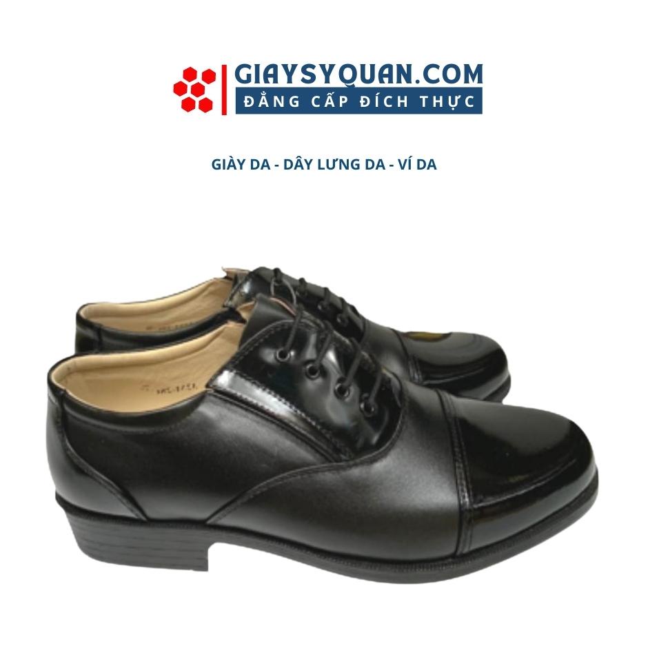 Giày da nam công sở chất liệu da bò có điểm nhấn da bóng - Giày tây nam đế cao su có khâu đế chắc chắn màu đen Mã 28CA