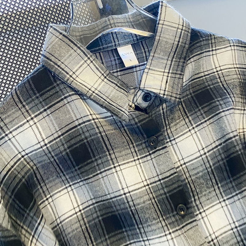 Áo Sơ Mi Ngắn Kẻ Sọc Caro Thời Trang Mùa Thu Cho Nữ