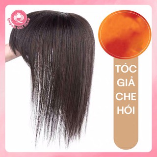 Tóc giả che hói làm bằng TÓC THẬT, tóc siêu da đầu thẳng ngang vai, mái thưa uốn phồng