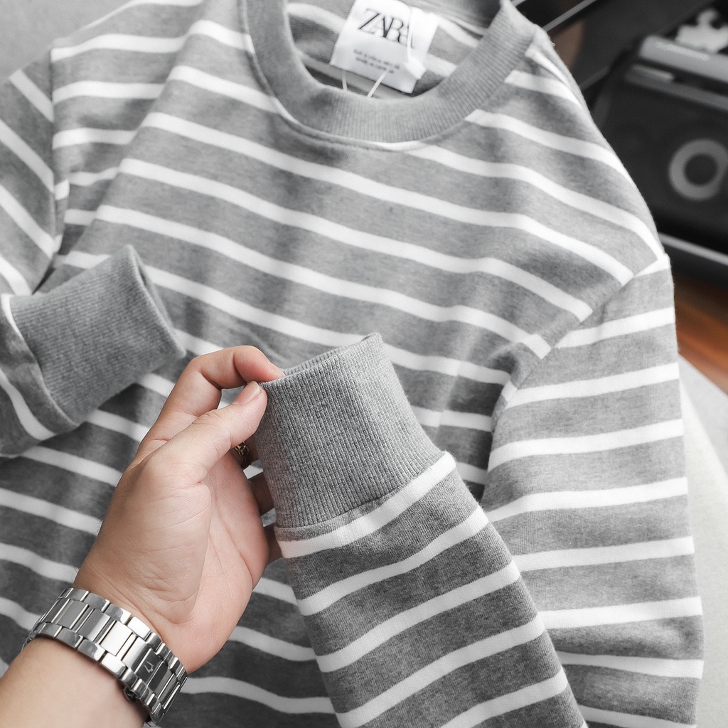 Áo Sweater kẻ sọc mềm mịn co dãn 4 chiều