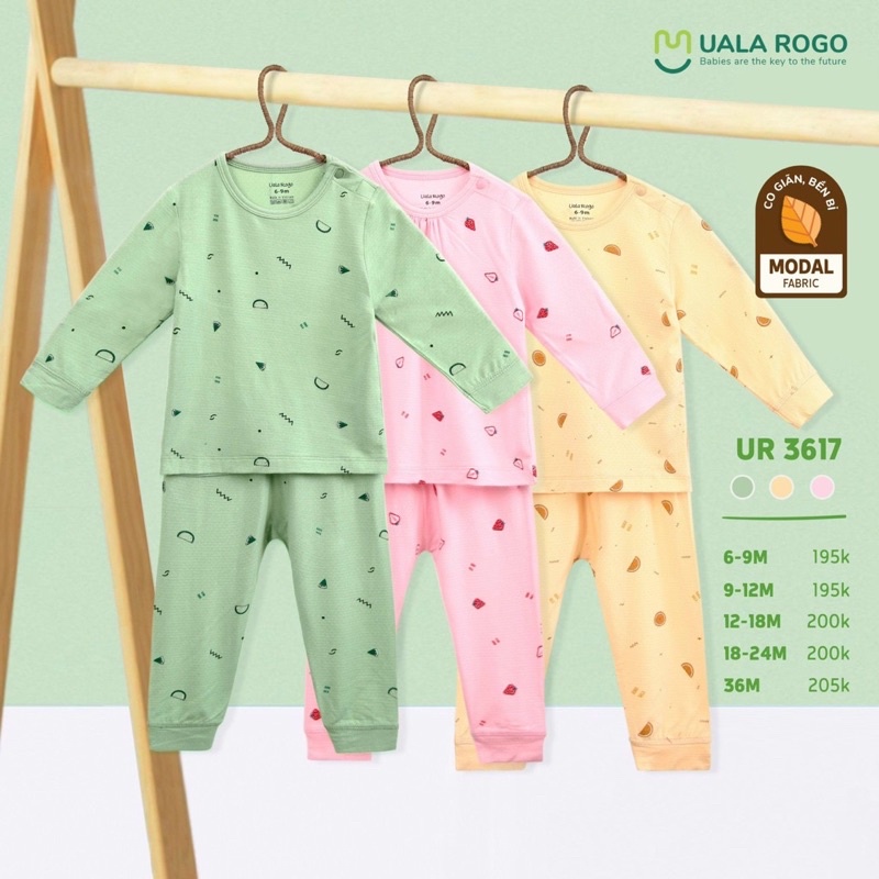 UalaRogo - Bộ cài vai dài tay UalaRogo vải petit/bamboo/modal mềm mát cho bé trai/bé gái từ 6 tháng đến 3 tuổi