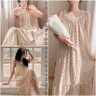 Váy 2 dây hoa nhí đuôi cá siêu xinh - đầm nữ suông viền bèo chun ren
