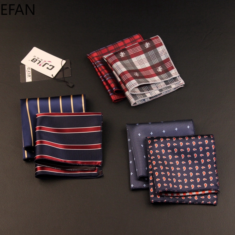 Khăn Tay Efan Bằng Polyester Kiểu Vuông Họa Tiết Rằn Ri Phong Cách Cổ Điển Cho Phái Nam 23*23cm