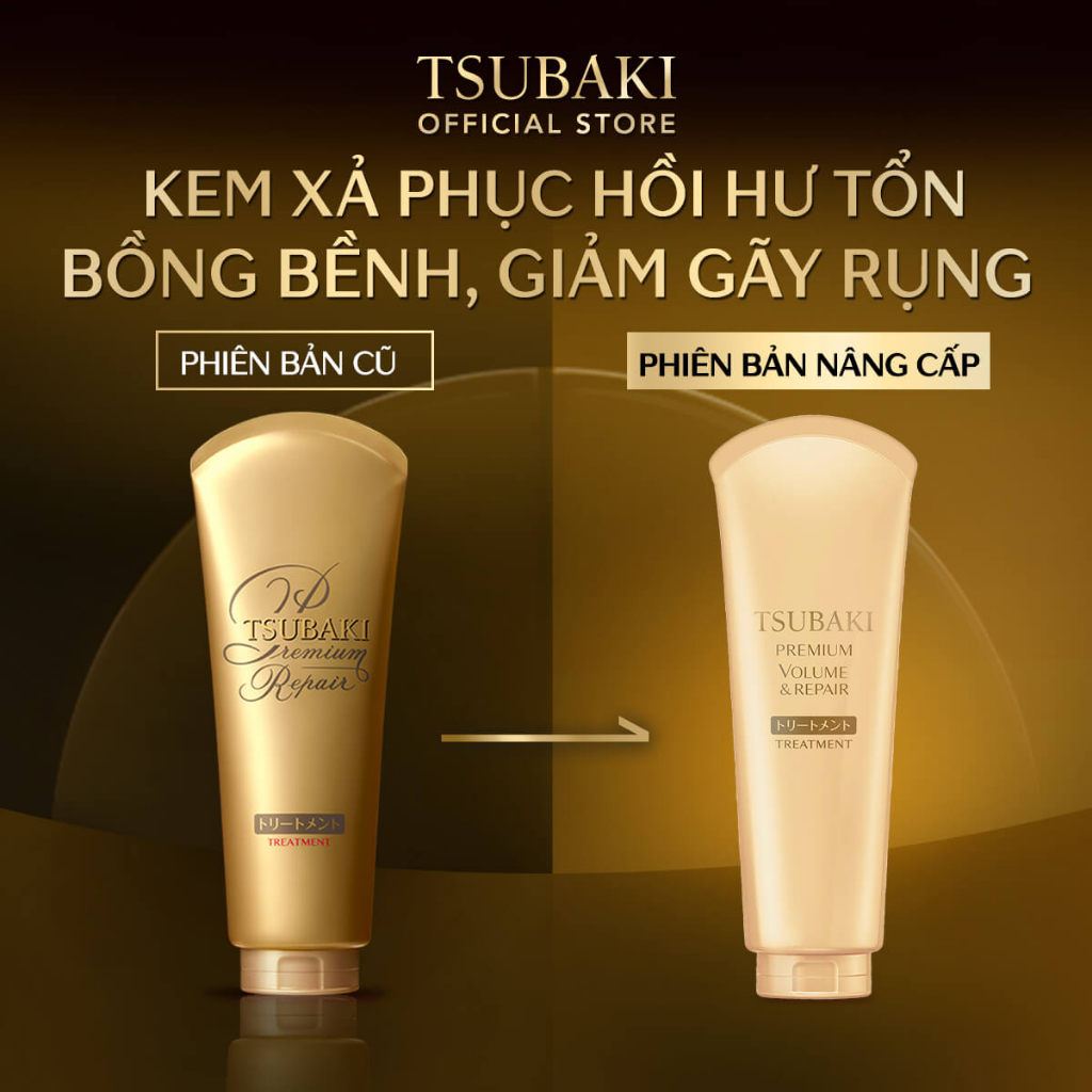 Combo Dầu gội Phục hồi ngăn rụng tóc Premium Repair Tsubaki  và Kem xả repair 180g