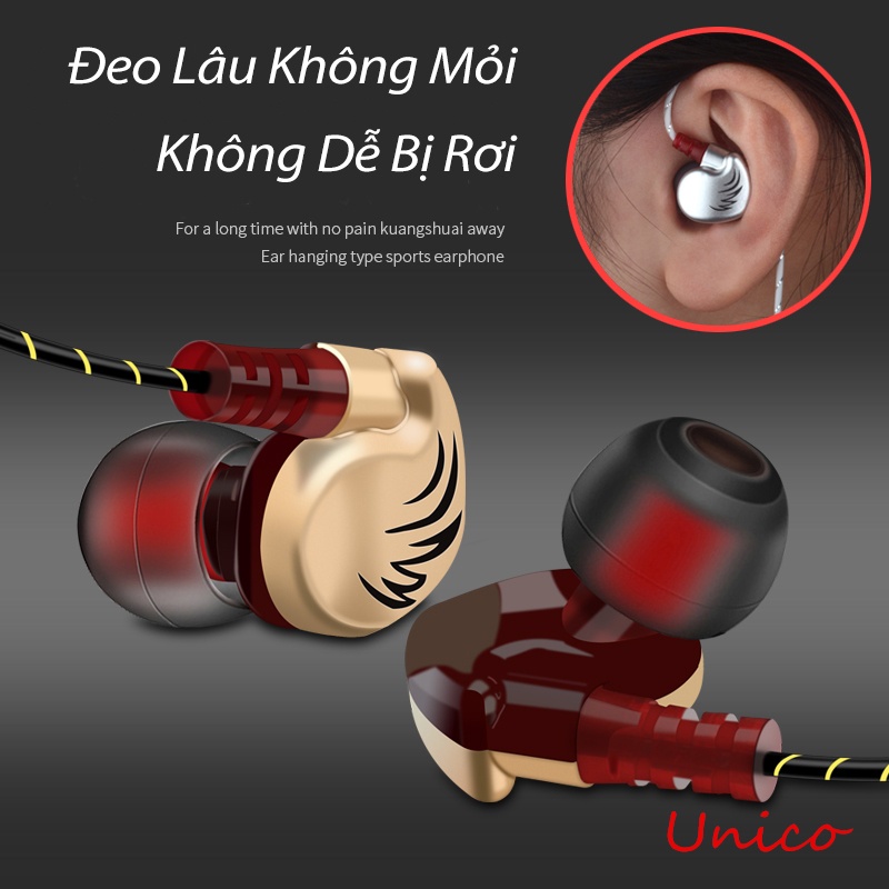 🔥Unico A+🔥Tai Nghe Gaming bass mạnh, Chơi Game nghe nhạc thể thao Chống Ồn Có Mic In Ear Cho PC và các dòng điện thoại