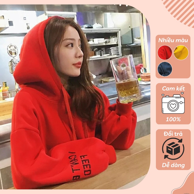 Áo Khoác Hoodie Nữ Phom Rộng Màu Trơn 3Fashion Nỉ Bông Êm Ái Stye Hàn Quốc - MSP T27