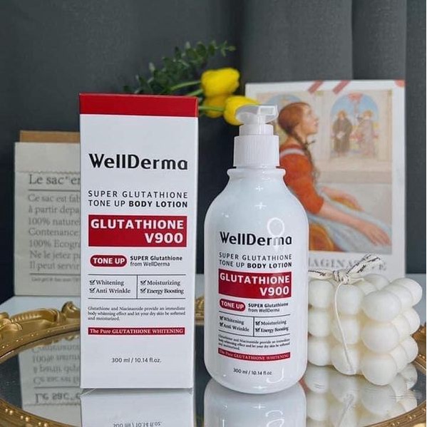 Kem dưỡng trắng Nâng Tone WellDerma Super Glutathione Tone Up Body Lotion 300ml