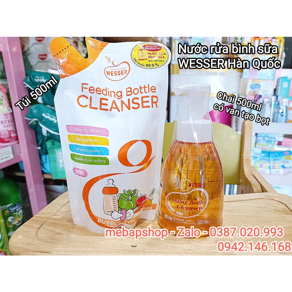 NƯỚC RỬA BÌNH SỮA WESSER TÚI 500ML