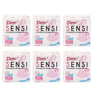 Combo 6 gói BVS Diana Sensi êm thoáng cho da ngày mẫn cảm có cánh 8 miếng