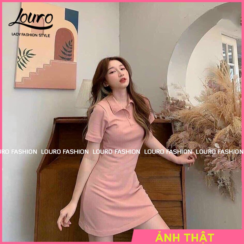 Váy phông body cộc tay nữ, mẫu váy đầm dáng ôm tôn dáng cổ bẻ kiểu dáng đơn giản, năng động trẻ trung - L055 | BigBuy360 - bigbuy360.vn