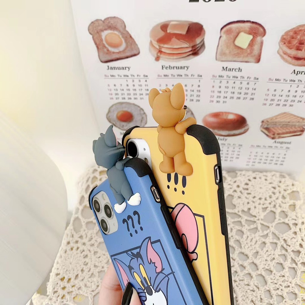 Cute cat and happy mouse 3D relief Case iPhone 6 6s 7 8 plus X XS XR XSmax 11 Pro Promax Soft Phone Case COD | BigBuy360 - bigbuy360.vn