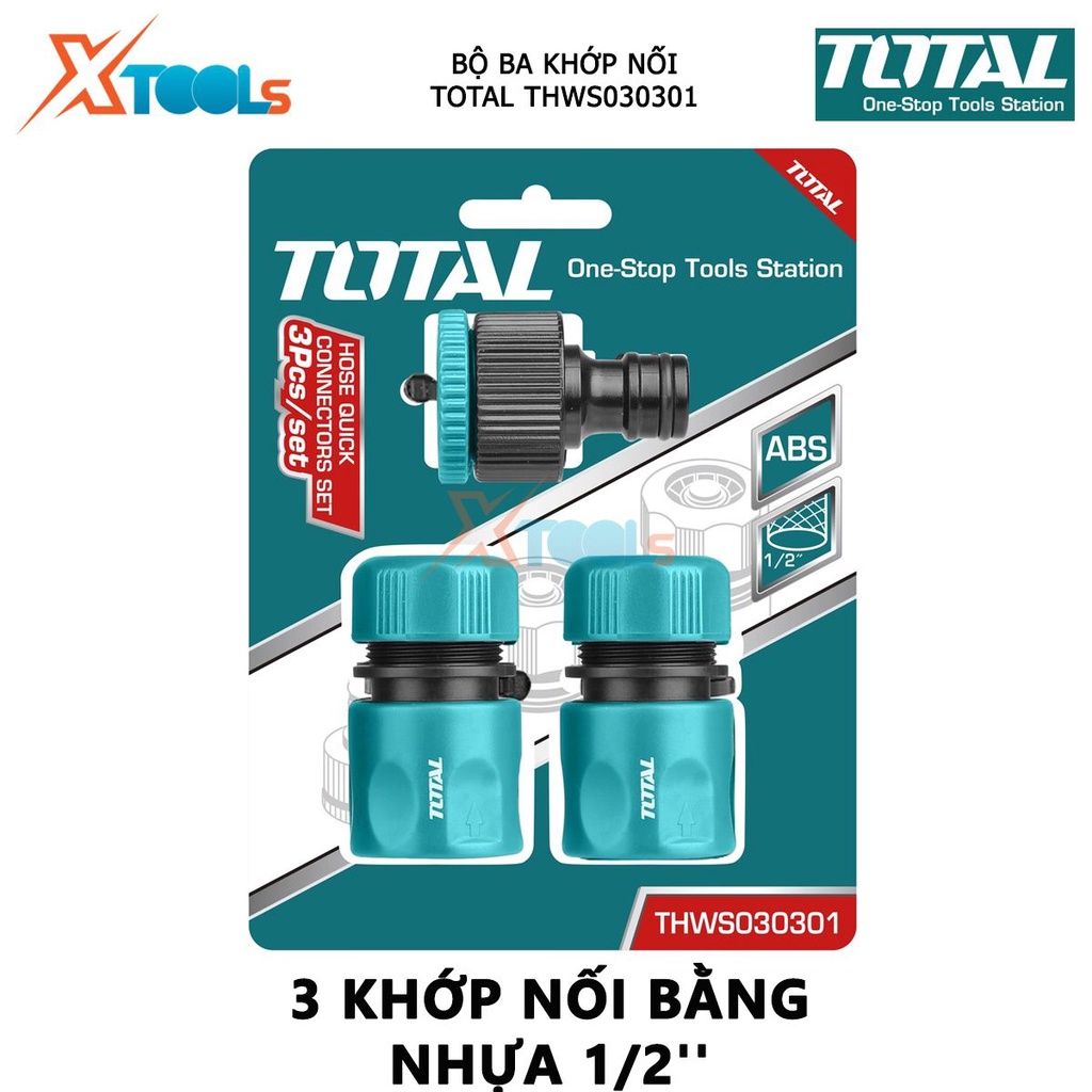 Bộ ba khớp nối TOTAL THWS030301 khớp nối vòi xịt rửa chất liệu nhựa 1/2&quot;, liên kết các đường dây dẫn, ống nối thủy lực