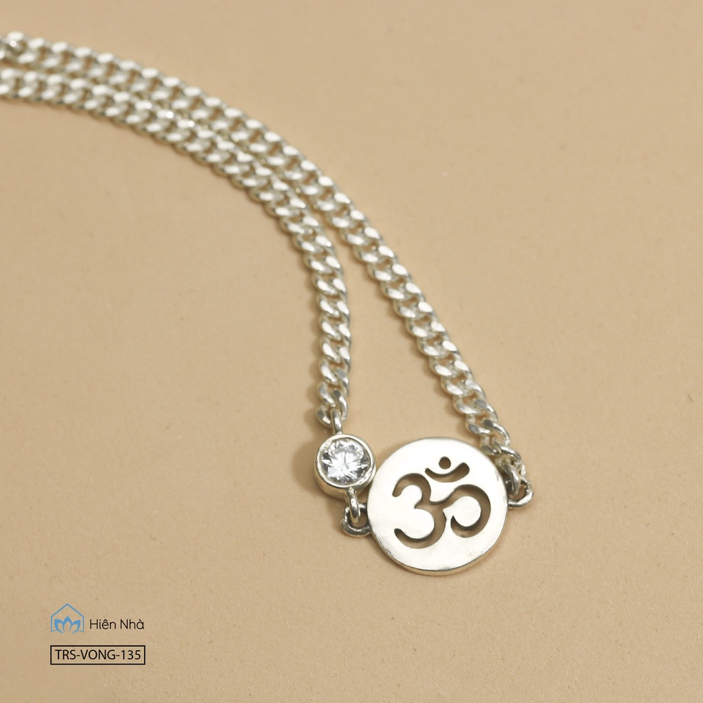 Lắc tay bạc S925 mix Charm chữ OM đính đá - Trang sức Bình An  - Hiên Nhà