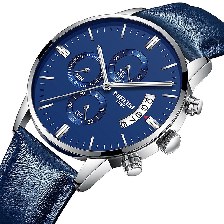 ĐỒNG HỒ NAM NIBOSI 2309(1985) CHẠY 6 KIM CHÍNH HÃNG, DÂY DA CAO CẤP, SIÊU CHỐNG NƯỚC CHỐNG XƯỚC Bán lẻ giá sỉ