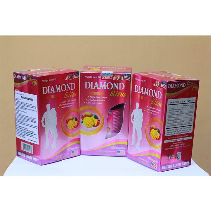 Viên uống giảm cân Diamond Slim, hỗ trợ chuyển hóa chất béo, giảm cân, bổ sung collagen đẹp da - Healt Pharmacy