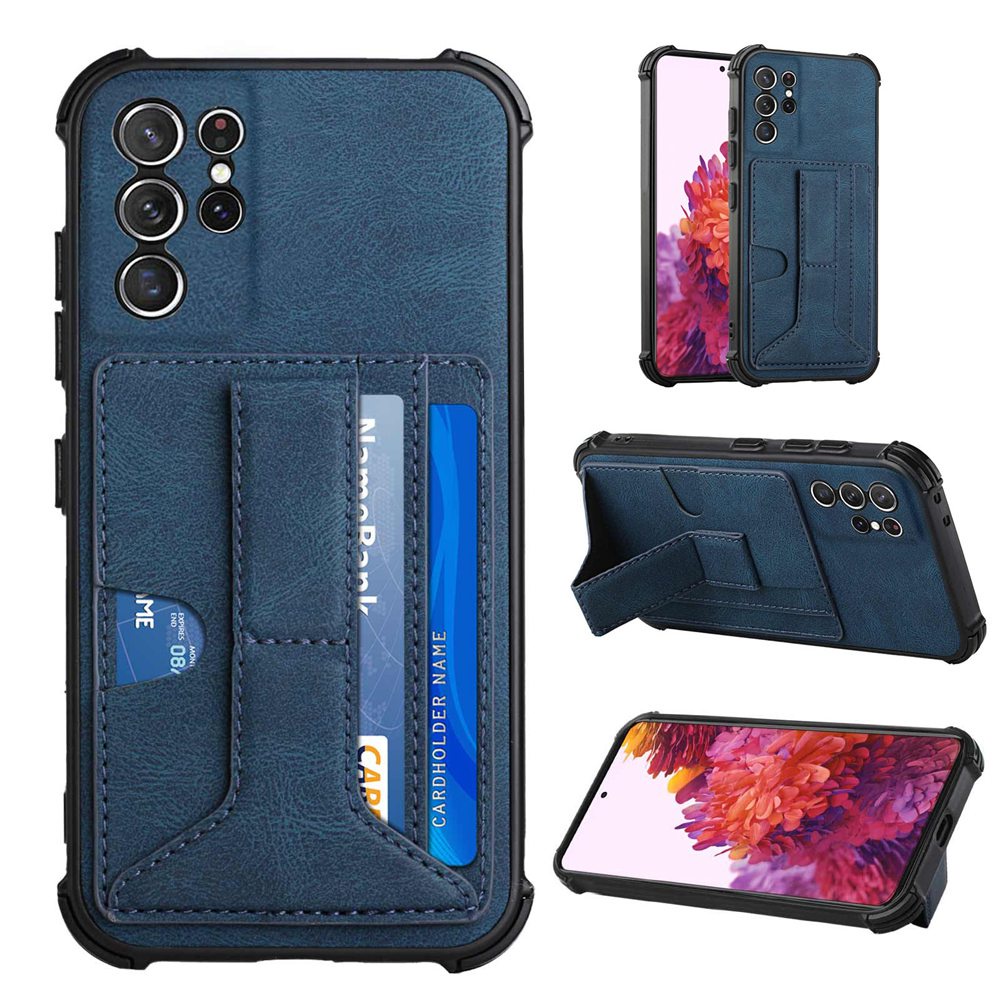 Bao da điện thoại có dây đeo tay và ngăn đựng thẻ cho Samsung Galaxy S21 FE Ultra S21+ A11 A32 A52 A72 A21s