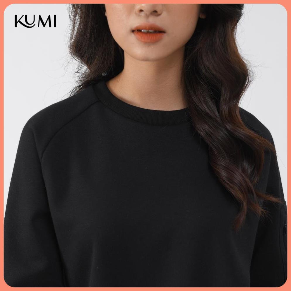 Áo Nỉ Nữ Có Túi Khóa Tay Chất Nỉ Bông Cao Cấp Kumi, Áo Nỉ Sweater Nữ Basic Thời Trang Trẻ Trung Năng Động 2 Màu Đen-Ghi | BigBuy360 - bigbuy360.vn