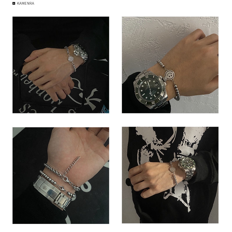 Vòng tay mặt hình mặt cười phong cách hip hop thời trang dành cho nam và nữ 22158