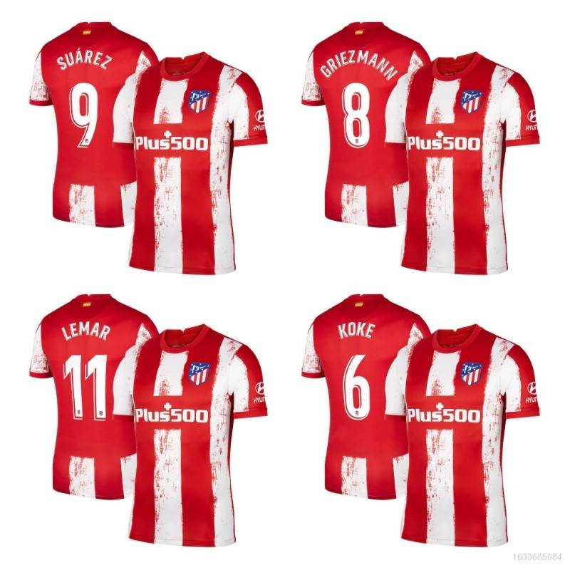 Áo jersey bóng đá tay ngắn dáng rộng in chữ Atletico Madrid F.C. 2021-2022