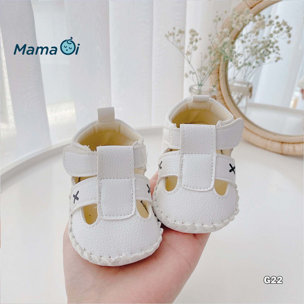 G22 Giày sandal da bít mũi dép quai hậu màu trắng mềm nhẹ from vừa chân cho bé tập đi của Mama Ơi - Thời trang cho bé