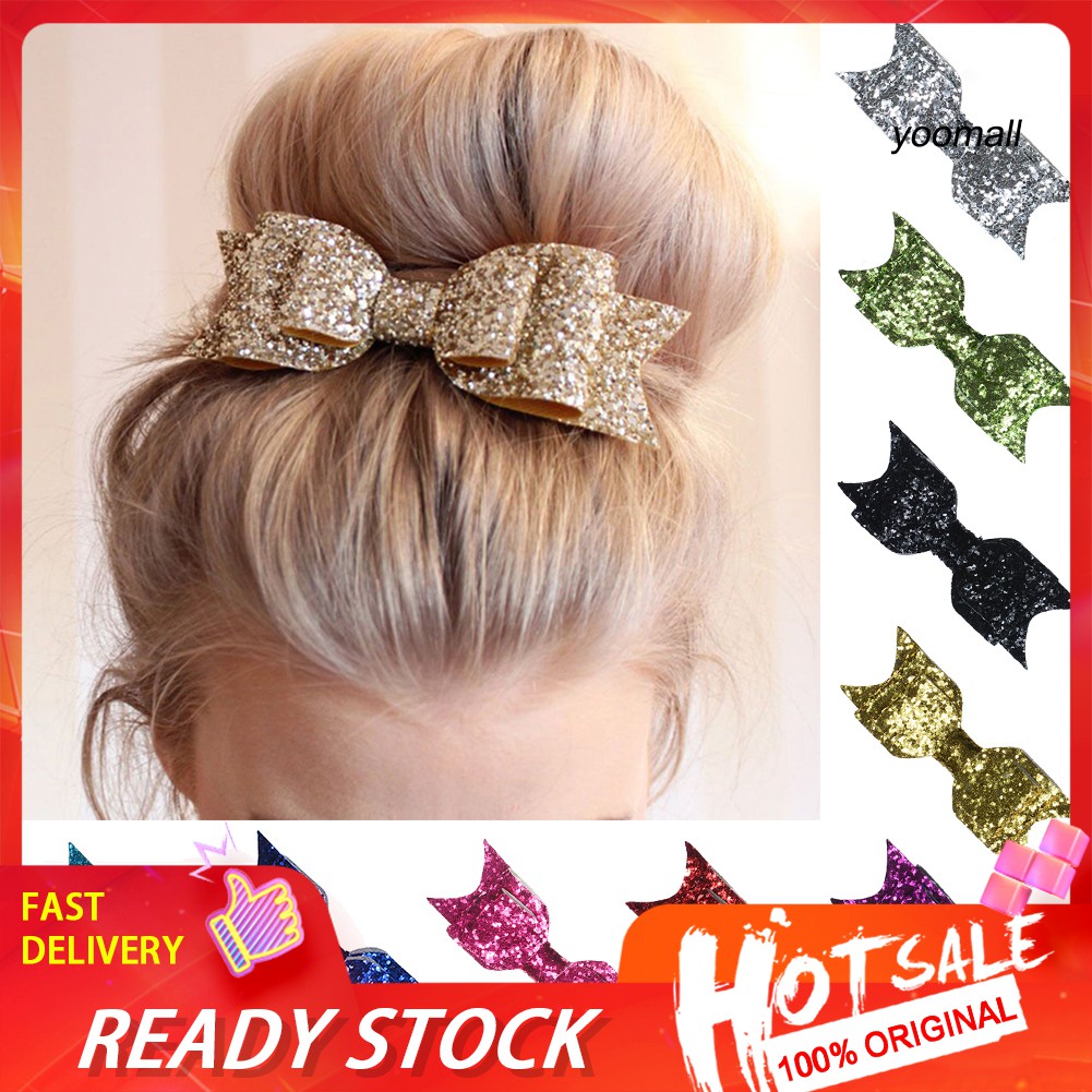 Kẹp Tóc Nơ Đính Kim Sa Lấp Lánh