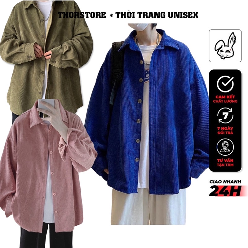 Áo sơmi tay dài nam nữ,chất nhung tăm ms Doro