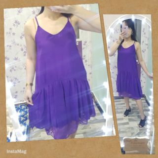Đầm suông 2 dây phối ren bèo