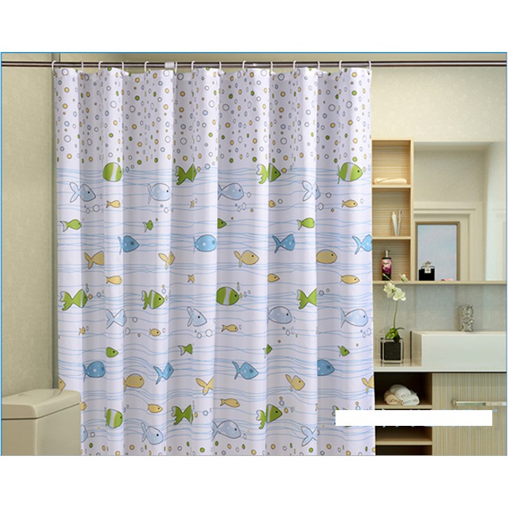 Rèm phòng tắm có kèm móc nhựa rèm chống nước 180cm x 180cm