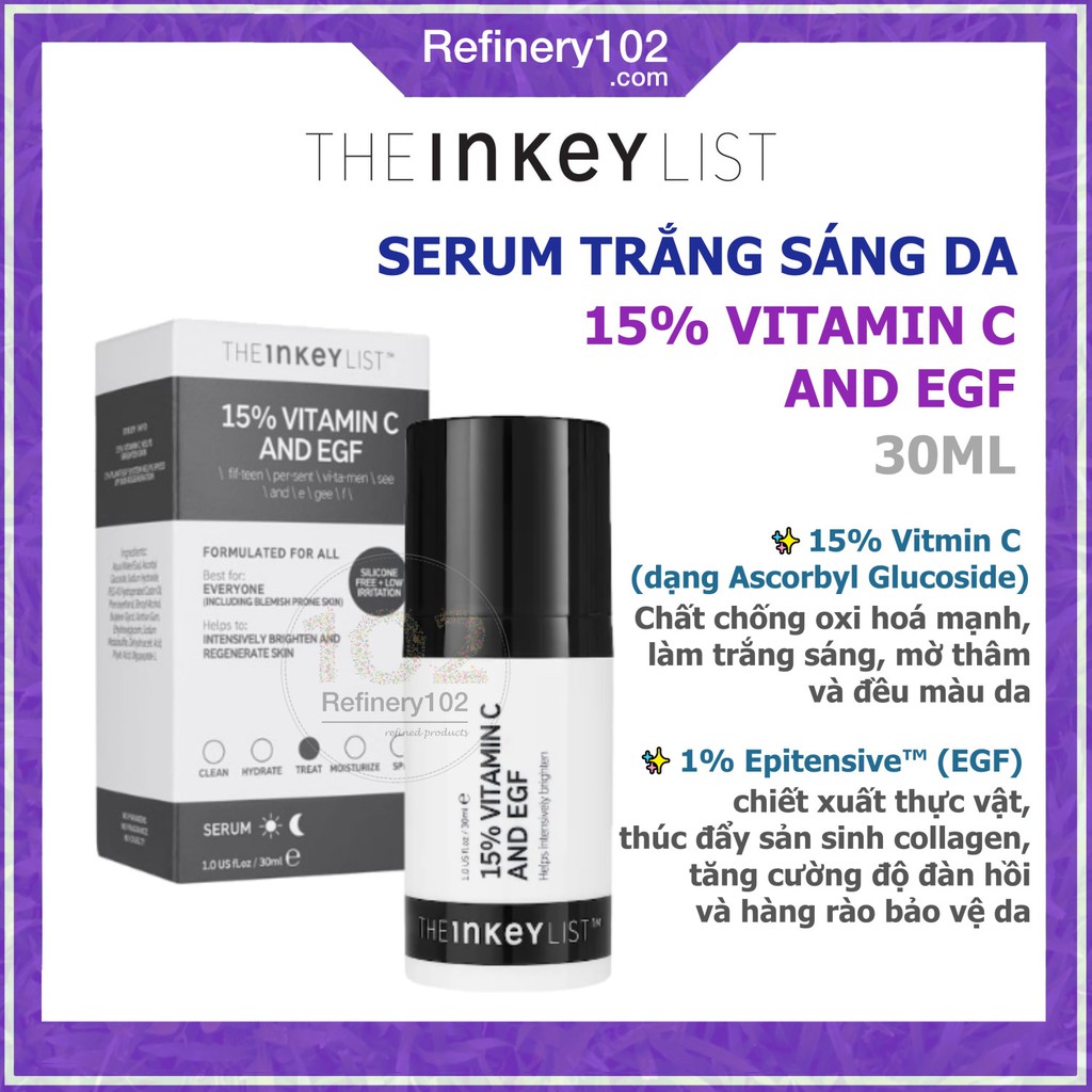 [Mã COSDAY giảm 8% đơn 150K] [Sephora US] Serum trắng sáng da The INKEY List 15% Vitamin C and EGF Brightening