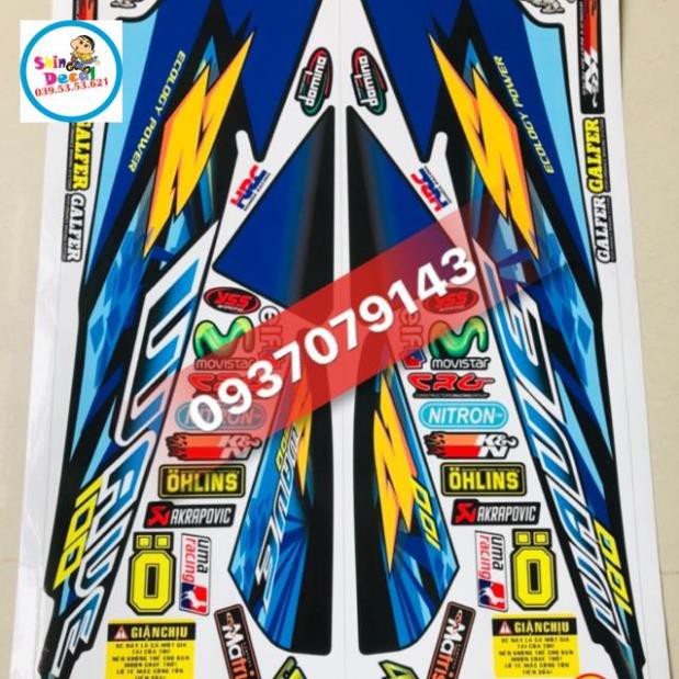 Tem rời wave đời đầu chữ S dán xe đen 3 lớp ko bay màu