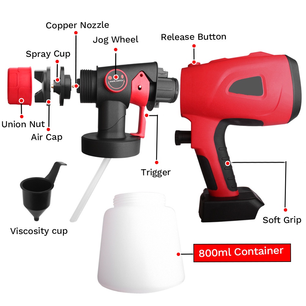 Máy Phun Sơn Cầm Tay Bằng Điện Spray Gun JH-10J Công Suất 600W, Bình 800ml