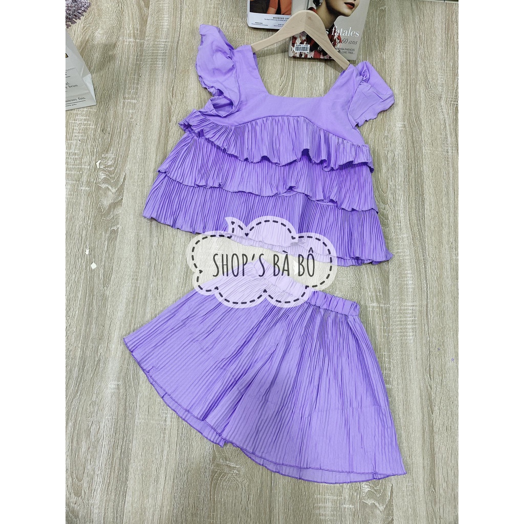 Bộ đùi mặc nhà, mặc đi chơi cho nữ, áo tầng, tay cánh tiên, quần short, form rộng, thoải mái