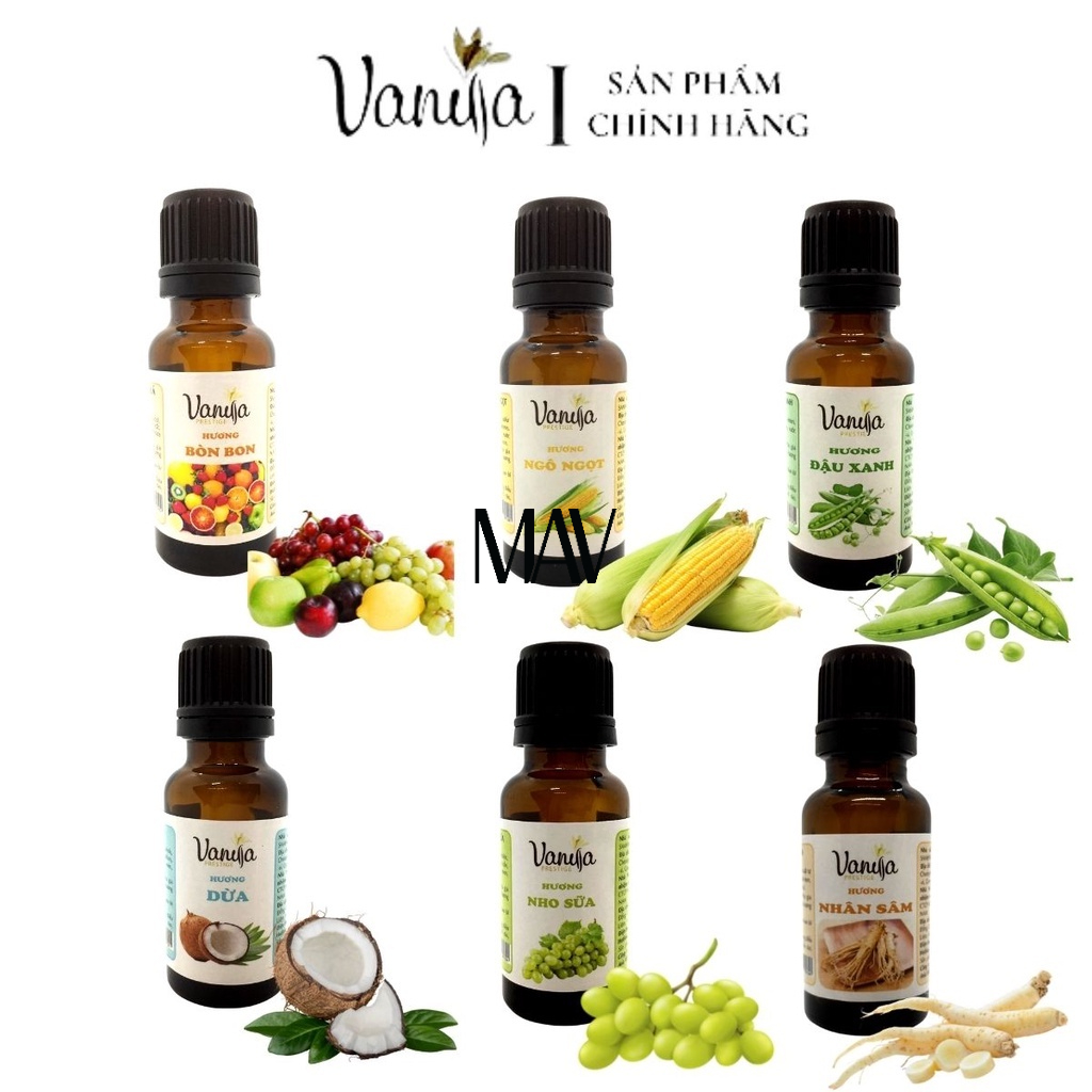 Combo 2 Hương Liệu Thực Phẩm 6 Mùi: Bòn Bon, Ngô Ngọt, Nho Sữa, Dừa, Đậu Xanh, Sâm   - Hương Liệu Hàn Quốc