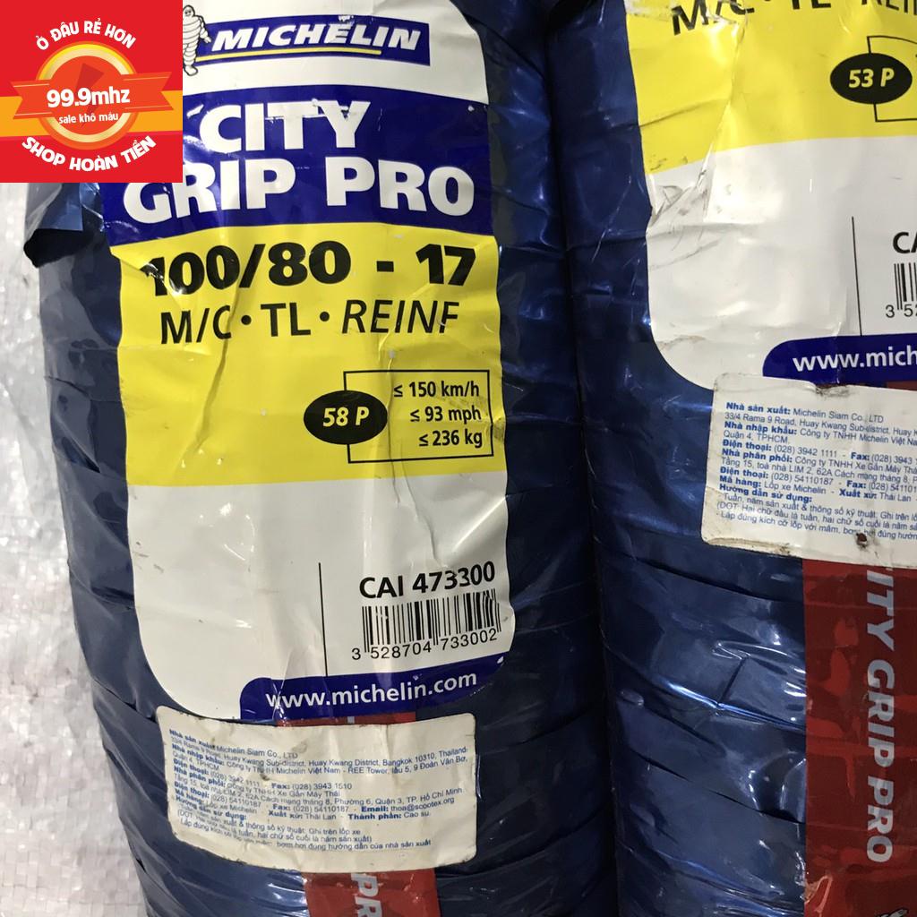 Cặp vỏ lốp xe Michelin City Grip Pro cho Ex150, Winner xuống bánh size 80/90-17 và 100/80-17, vỏ ko ruột - giá 1 cặp.