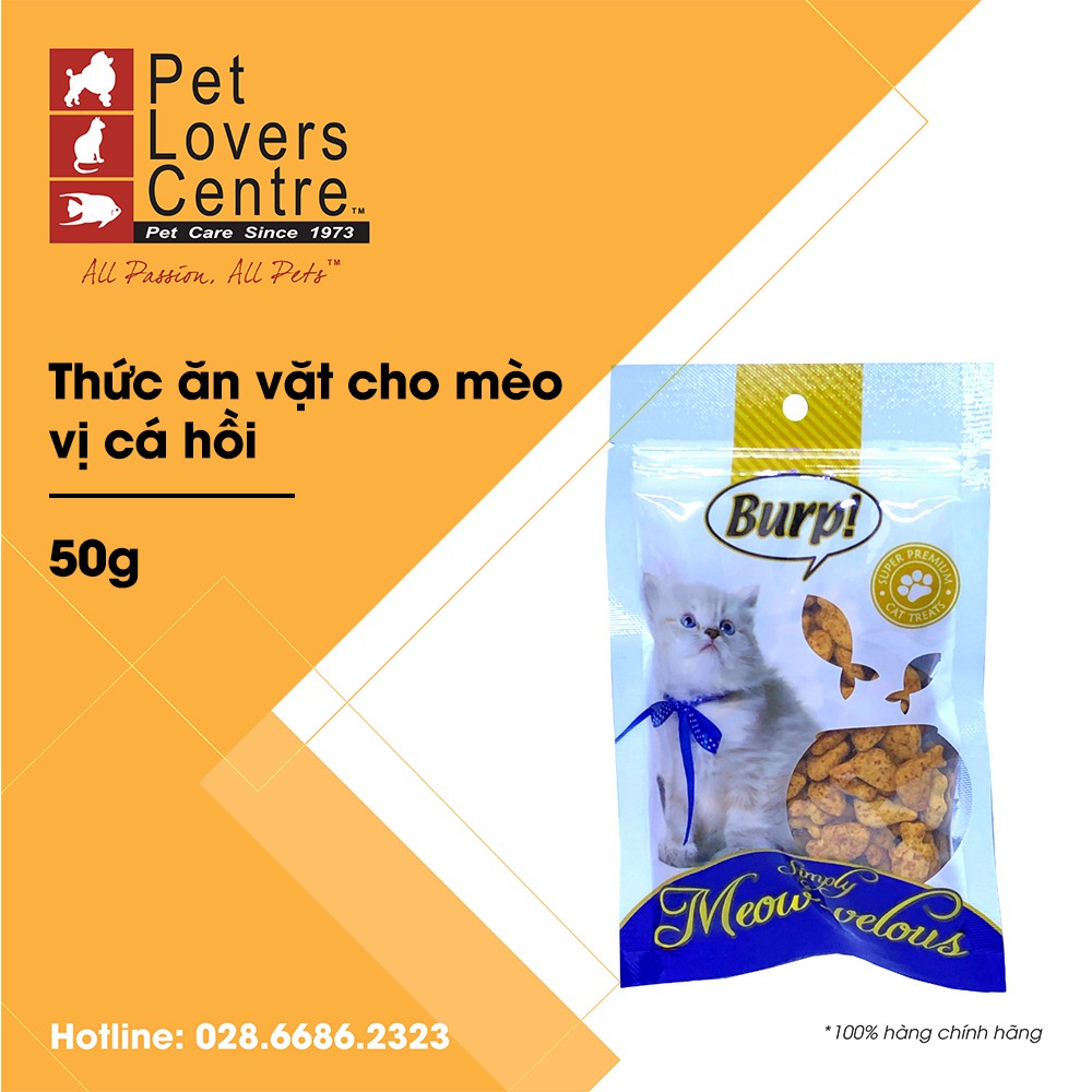 [vị cá hồi] Thức ăn vặt cho mèo  BURP CAT BISCUITS - SALMON FLAVOR 50g