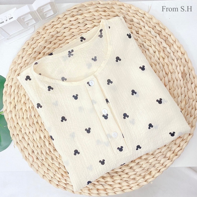 BỘ PYJAMA CHẤT MUSLIN XÔ ĐŨI HÀN - Bộ mặc nhà dễ thương