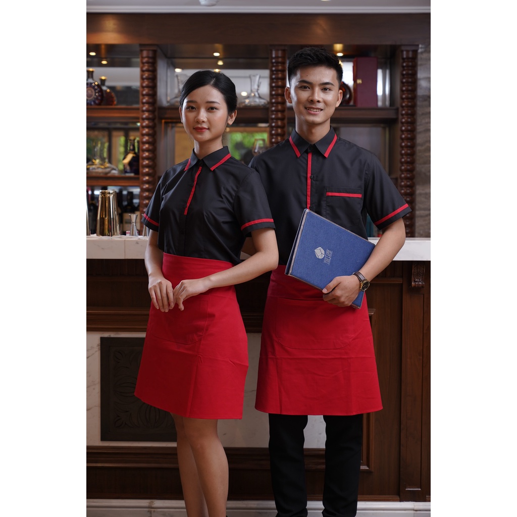 [Hàng loại 1] Tạp dề NGắn phục vụ Tạp dề phục vụ nhiều túi Tạp dề đồng phục Tạp dề nhân viên sẵn hàng TD-Nửa-D