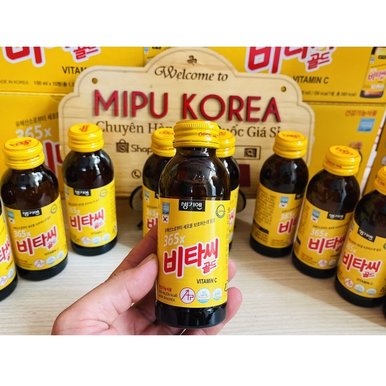 Nước Tăng Lực Vitamin C Gold 365 Hàn Quốc Hộp 10 chai x 100ml