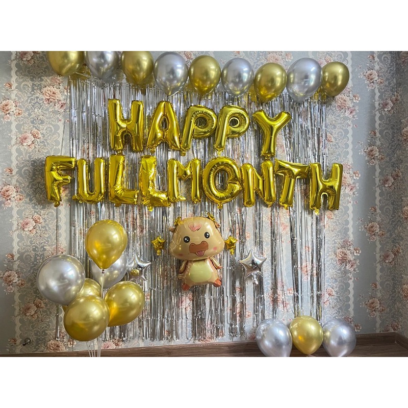 Set Bóng Trang Trí Đầy Tháng(full month) Bé Tuổi Trâu Đơn Giản Đẹp Dễ Trang Trí Tại nhà