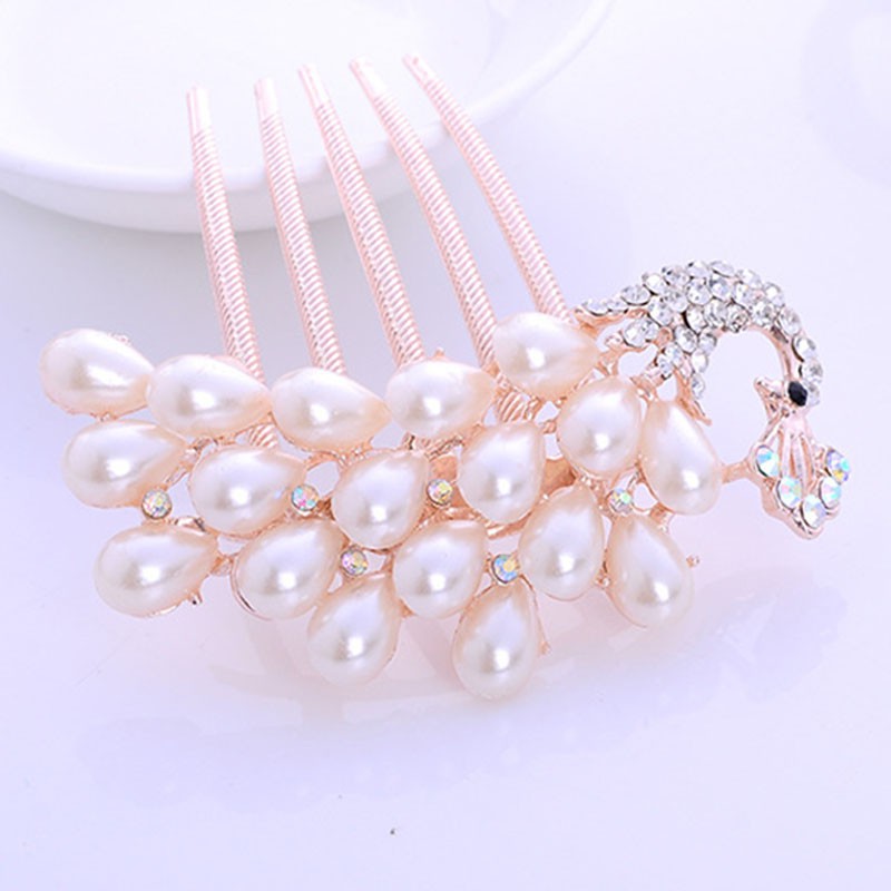 Cài tóc họa tiết hình hoa đính đá thời trang