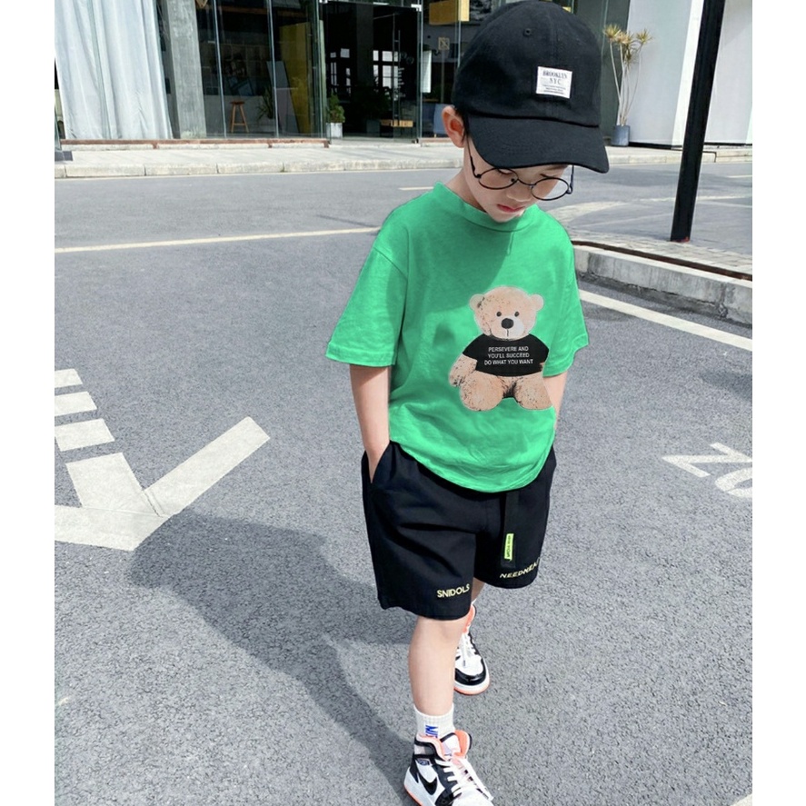 ÁO THUN COTTON GẤU IN 3D cực HÓT cho bé 8-20kg