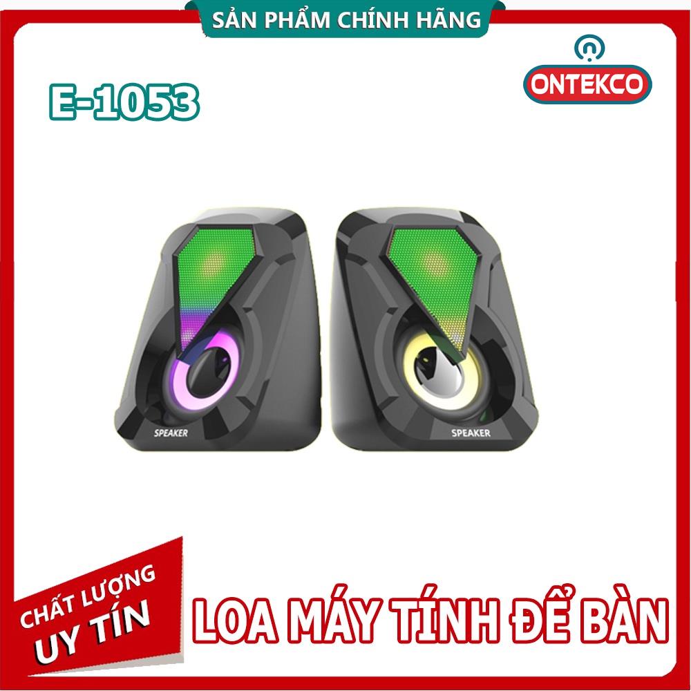 Loa vi tính cắm nguồn USB E-1053 để bàn cao cấp âm thanh siêu hay có đèn led 7 màu nháy theo nhạc Siêu đẹp