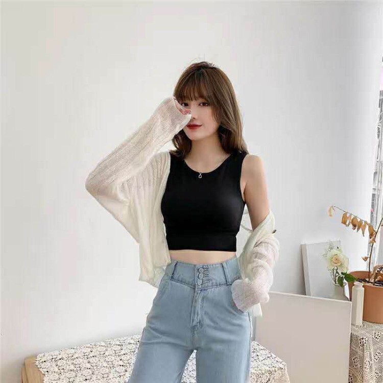 Áo croptop, ba lỗ, Áo bra mặc trong cadigan co giãn chất đẹp phong cách Hàn Quốc