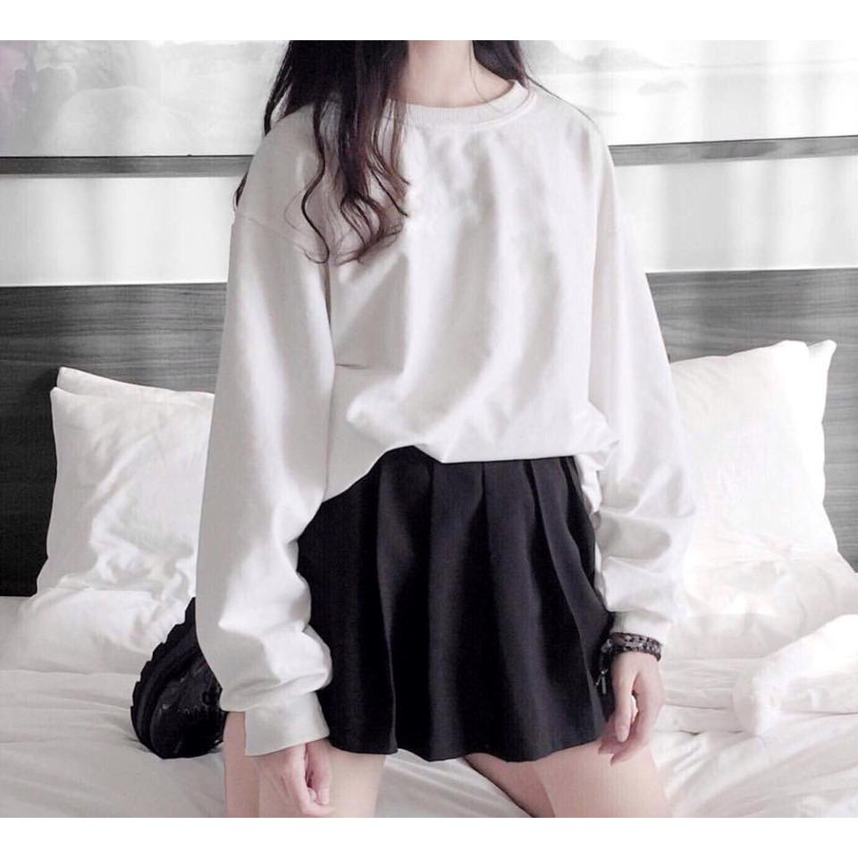 Nhập WAPCK111 giảm 25k đơn từ 200k - Áo SWEATER Trơn TRẮNG WHITE UNISEX | BigBuy360 - bigbuy360.vn