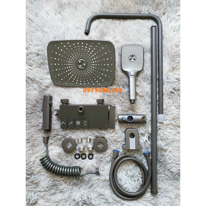 Sen cây phím đàn cao cấp, chất liệu đồng thau mạ nano xám chống bám bẩn N1320 Fotar, có thêm đầu vòi xịt